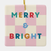 Checkerboard Merry & Bright Christmas Ornament (Voorkant)