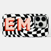 Checkerboard Monogram Retro Initialen Case-Mate iPhone Case (Achterkant (horizontaal))