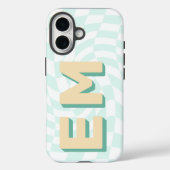 Checkerboard Monogram Retro Initialen Case-Mate iPhone Case (Achterkant)