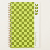 Checkerboard Olijfgroene Limoen Gepersonaliseerd 2 Planner (Voorkant)