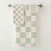 Checkerboard Pastel Groen Geruite Sage Check Bad Handdoek (Insitu)
