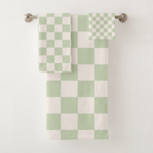 Checkerboard Pastel Groen Geruite Sage Check Bad Handdoek