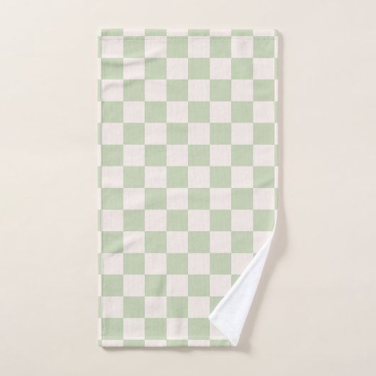 Checkerboard Pastel Groen Geruite Sage Check Bad Handdoek (Handdoek)