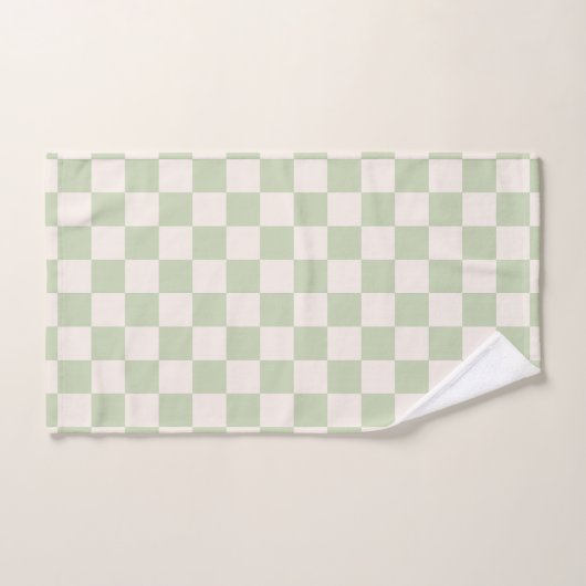 Checkerboard Pastel Groen Geruite Sage Check Bad Handdoek (Handdoek)