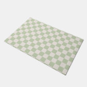 Checkerboard Pastel Groen Geruite Sage Check Deurmat (Schuin)