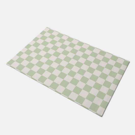 Checkerboard Pastel Groen Geruite Sage Check Deurmat (Schuin)