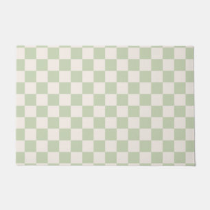 Checkerboard Pastel Groen Geruite Sage Check Deurmat
