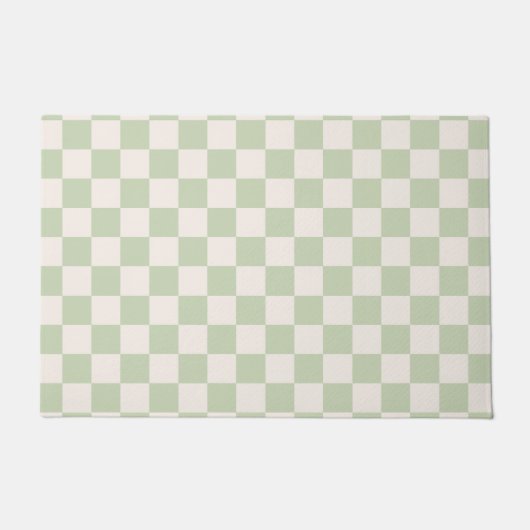 Checkerboard Pastel Groen Geruite Sage Check Deurmat (Voorkant)
