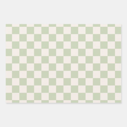 Checkerboard Pastel Groen Geruite Sage Check Inpakpapier Vel (Voorkant)