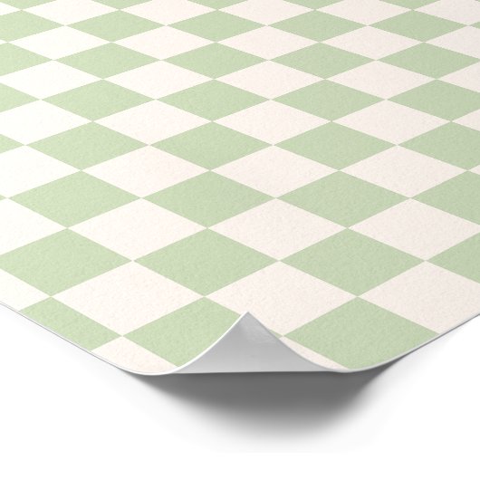Checkerboard Pastel Groen Geruite Sage Check Poster (Hoek)