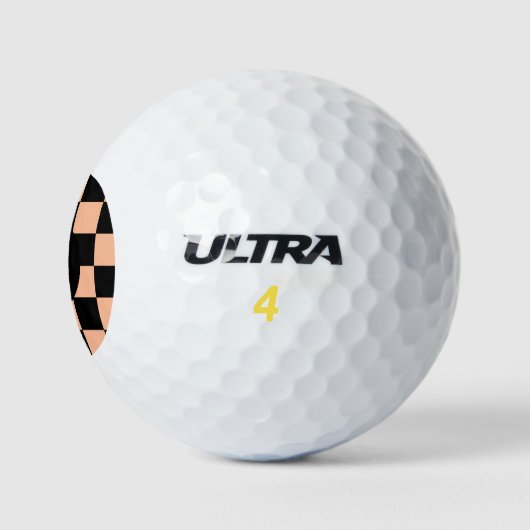 Checkerboard Patroon Monogram Perzik en Zwart Golfballen (Logo)
