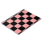 Checkerboard Patroon Squares Roze en Zwart Notitieboek (Linkerzijde)