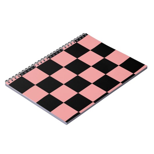 Checkerboard Patroon Squares Roze en Zwart Notitieboek (Linkerzijde)