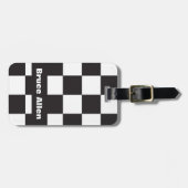 Checkerboard Patroon Zwart-wit Personaliseren Bagagelabel (Voorkant horizontaal)