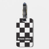 Checkerboard Patroon Zwart-wit Personaliseren Bagagelabel (Achterkant verticaal)