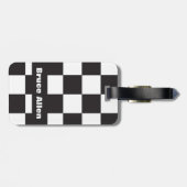 Checkerboard Patroon Zwart-wit Personaliseren Bagagelabel (Achterkant horizontaal)