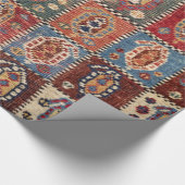 Checkerboard Persian Fars Brown Green  Cadeaupapier (Hoek)