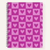 Checkerboard Pink Heart Notitieboek (Voorkant)