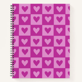 Checkerboard Pink Heart Notitieboek