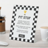Checkerboard pitstop verjaardag reclamebord met voetstuk (Insitu)