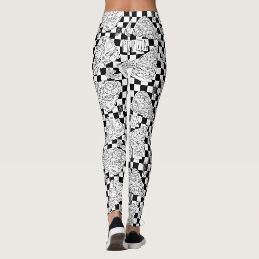 Checkerboard Pizzeria Pizzeria Vrouw Chef Leggings (Achterkant)