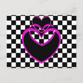 Checkerboard Popart Hart Paarse Harten Valentijnse Feestdagenkaart
