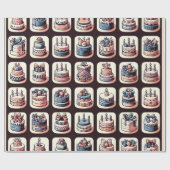 Checkerboard print met verjaardagstaarten cadeaupapier (Vlak)