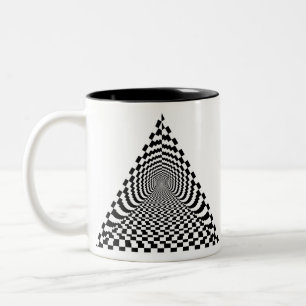 Checkerboard Pyramid Space Black en White Tweekleurige Koffiemok