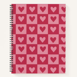 Checkerboard Red Heart Notitieboek