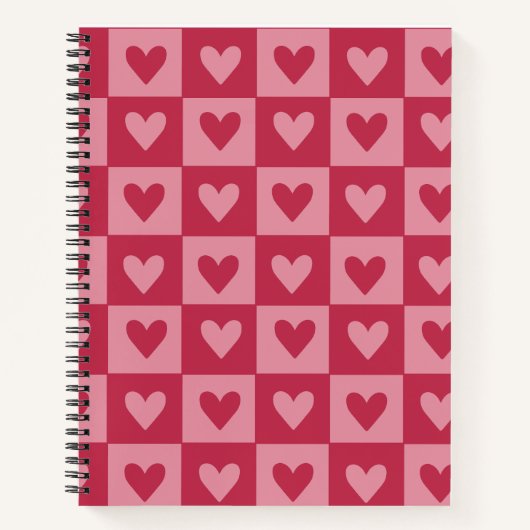 Checkerboard Red Heart Notitieboek (Voorkant)