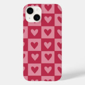 Checkerboard Red Heart Pattern Telefoonhoes Case-Mate iPhone Case (Achterkant)