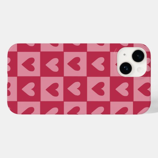 Checkerboard Red Heart Pattern Telefoonhoes Case-Mate iPhone Case (Achterkant (horizontaal))