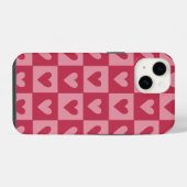 Checkerboard Red Heart Pattern Telefoonhoes iPhone Hoesje (Achterkant horizontaal)