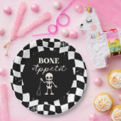 Checkerboard Retro Bad To The Bones Halloween Papieren Bordje (Feest)