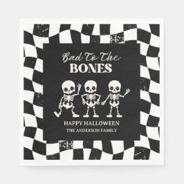 Checkerboard Retro Bad To The Bones Halloween Servet