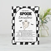 Checkerboard Retro Spooktacular Halloween Kaart (Staand voorkant)