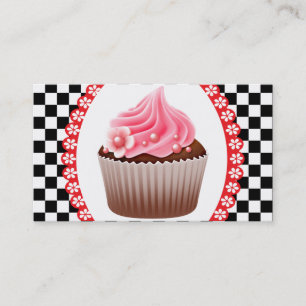 Checkerboard Roze Cupcake Bakery Visitekaartje
