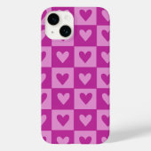 Checkerboard Roze Hart Patroon Telefoonhoes Case-Mate iPhone Case (Achterkant)
