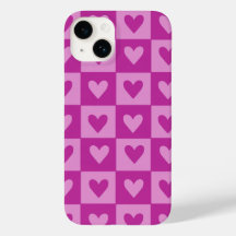 Checkerboard Roze Hart Patroon Telefoonhoes