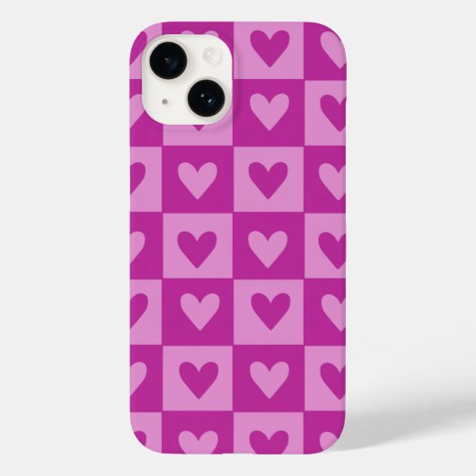 Checkerboard Roze Hart Patroon Telefoonhoes Case-Mate iPhone Case (Achterkant)