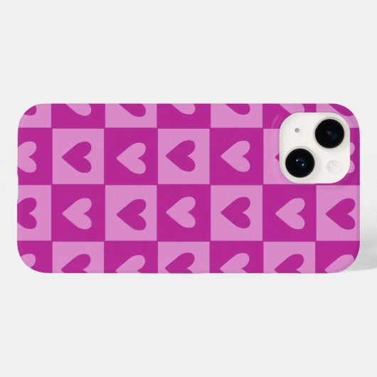 Checkerboard Roze Hart Patroon Telefoonhoes Case-Mate iPhone Case (Achterkant (horizontaal))