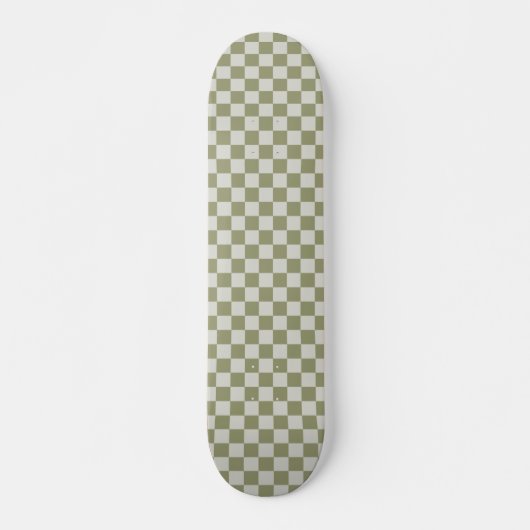 Checkerboard Sage Green Checkered Squares Check Persoonlijk Skateboard (Voorkant)