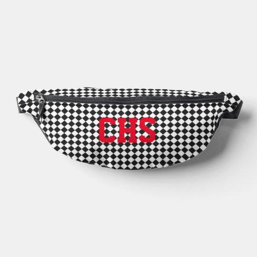 Checkerboard School Initialen Team Kleuren Leuk Heuptasje (Liggend)