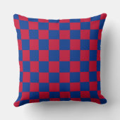 Checkerboard Sport FAN Blauw Rood Team School Fun Kussen (Achterkant)