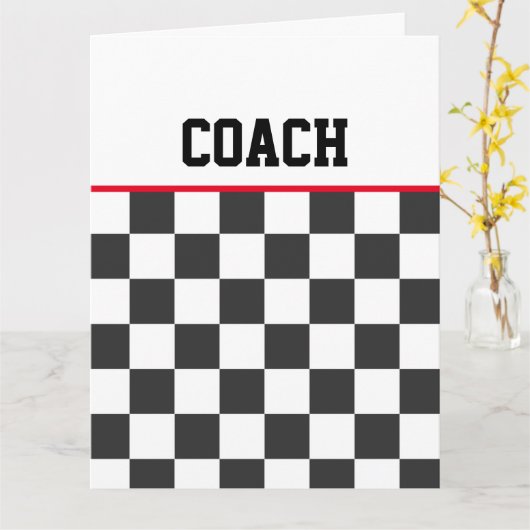 Checkerboard Sports Bedankt Coach Team Kleuren Kaart (Gele Bloem)