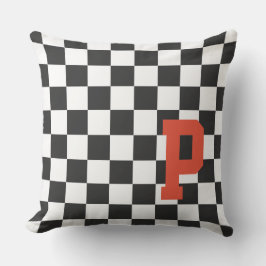Checkerboard Sports Fan NAME Team School Kleuren Kussen