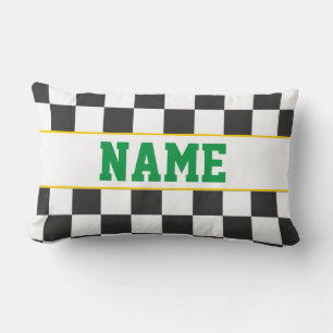Checkerboard Sports Fan NAME Team School Kleuren Kussen