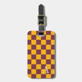 Checkerboard Sports Team Kleuren School INITIAAL p Bagagelabel