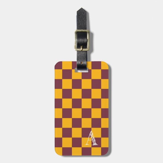Checkerboard Sports Team Kleuren School INITIAAL p Bagagelabel (Voorkant verticaal)
