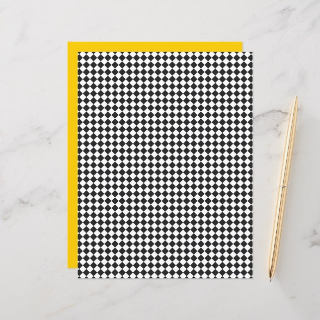 Checkerboard Sports Zwart Wit School Kleuren Team (Voorkant / Achterkant in situ)